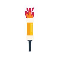 Burning torch emitting red and orange flames on white background vector
