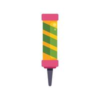 Green and yellow firework rocket celebrating a party with colorful explosions vector