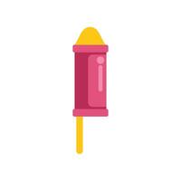 Pink firework rocket is exploding with yellow sparks vector
