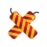 Two red and yellow firecrackers crossed making an x shape vector
