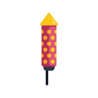 Pink firework rocket with yellow dots standing on white background vector