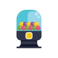 Gumball vending machine dispensing colorful candy and treats vector