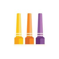 Three colorful nail polish bottles standing in a row vector