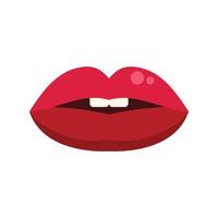 Red lips showing teeth biting down illustration vector