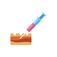Syringe injecting substance into skin layers icon vector