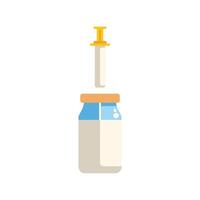 Vaccine bottle being injected with syringe illustration vector