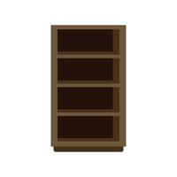 Empty wooden bookcase standing isolated on white background vector