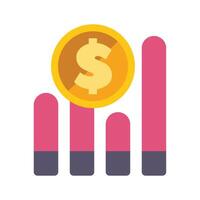 Dollar coin increasing over four bars graph vector