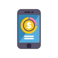 Smartphone showing financial app with statistics chart and dollar sign vector