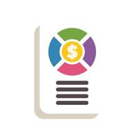 Mobile banking app displaying pie chart with financial data and statistics vector