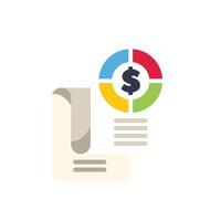 Business report generating new financial ideas with pie chart and light bulb icon vector