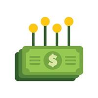 Dollar bill growing with increasing graph showing profit growth vector