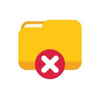 Yellow computer folder being deleted with red cross mark vector
