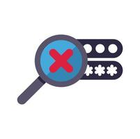 Magnifying glass detecting wrong password attempt vector