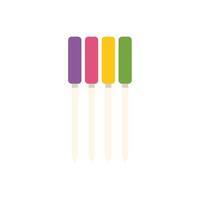 Four colorful push pins holding nothing, minimalist style vector