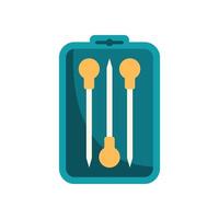 Scribing tool set inside open rectangular case flat icon vector