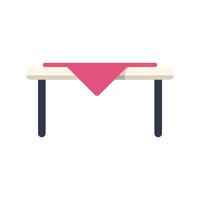 Simple wooden table covered by tablecloth on white background vector