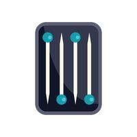 Sewing pins inside a box with blue rounded heads for tailoring vector