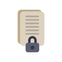 Padlock securing confidential documents for privacy and data protection vector