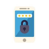 Smartphone showing password protected screen with lock icon vector