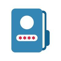 Blue digital folder icon secured with password symbol vector
