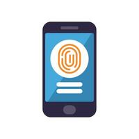 Smartphone displaying fingerprint scanner interface for user authentication vector