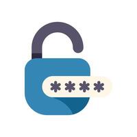 Blue opened lock with password showing access to private data vector