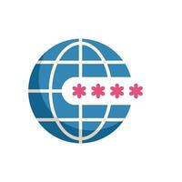 Internet security system showing hidden password with asterisks on globe icon vector