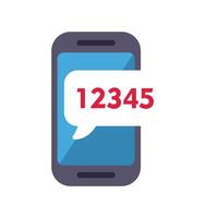 Smartphone showing one two three four five in speech bubble vector