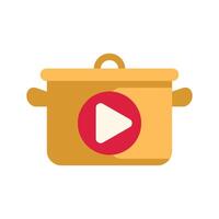 Cooking pot showing play button for online culinary content vector