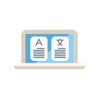 Laptop showing language translation application interface vector