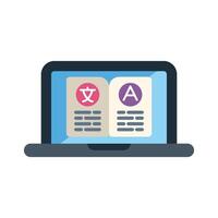 Laptop showing online translation app for different languages vector