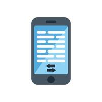 Smartphone displaying lines of text and horizontal arrows for scrolling or editing vector