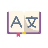 Open dictionary showing english and chinese language translation vector