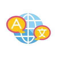 Global communication with speech bubbles overlaying planet earth vector