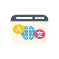 Website showing concept of online language translator with globe icon vector