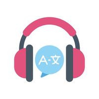 Headphones representing language learning and translation concept vector