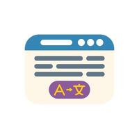 Website page translating text from one language to another vector