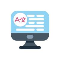 Computer displaying language translation software interface icon vector