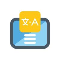 Mobile translation app is converting chinese ideograms to english letters on a digital tablet vector