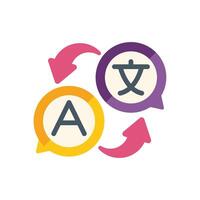 Language exchange concept with speech bubbles translating english and chinese vector