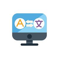 Computer translating language character a to foreign character on screen vector