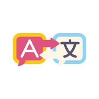 Language translator translating from alphabet to chinese character using speech bubbles vector
