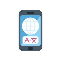 Smartphone displaying online language translator interface with globe icon vector