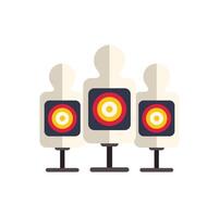 Three human shaped targets for shooting practice standing in a row on white background vector