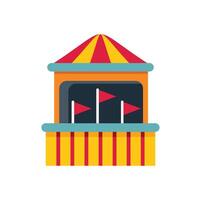 Colorful shooting gallery booth with red and yellow striped awning at the funfair vector