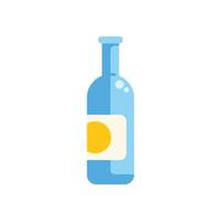 Blue bottle with yellow label standing on white background vector