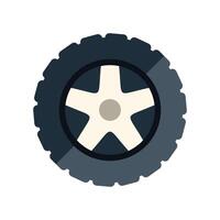 Black tire with white rim showing five lug nuts vector