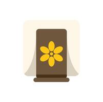 Square app icon showing a brown tube with yellow flower and white background vector