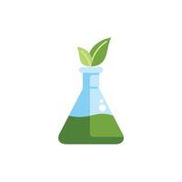 Erlenmeyer flask containing green liquid for plant growing experiment vector